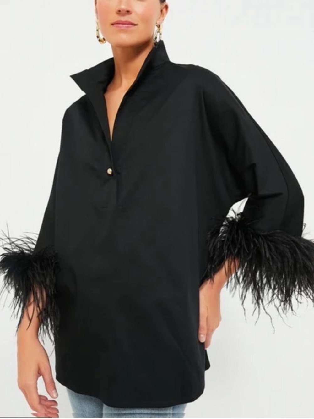 NWT Tuckernuck Black Feather Willow Blouse! Size L  - Oversized